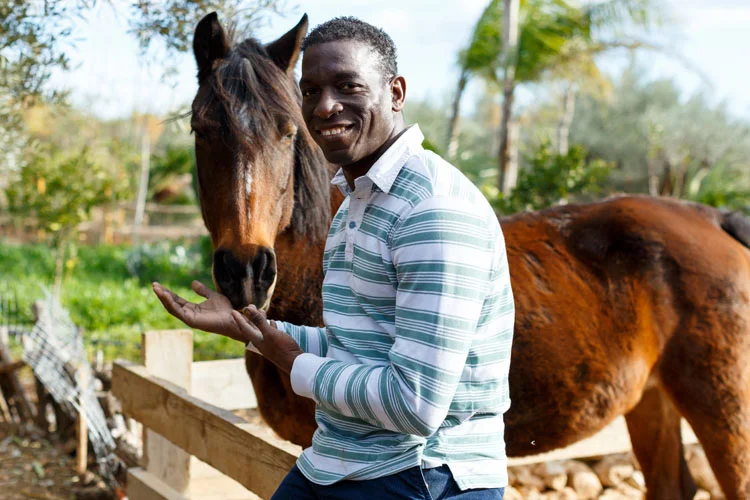 Devenez éleveur équin éleveur équin promenant un cheval